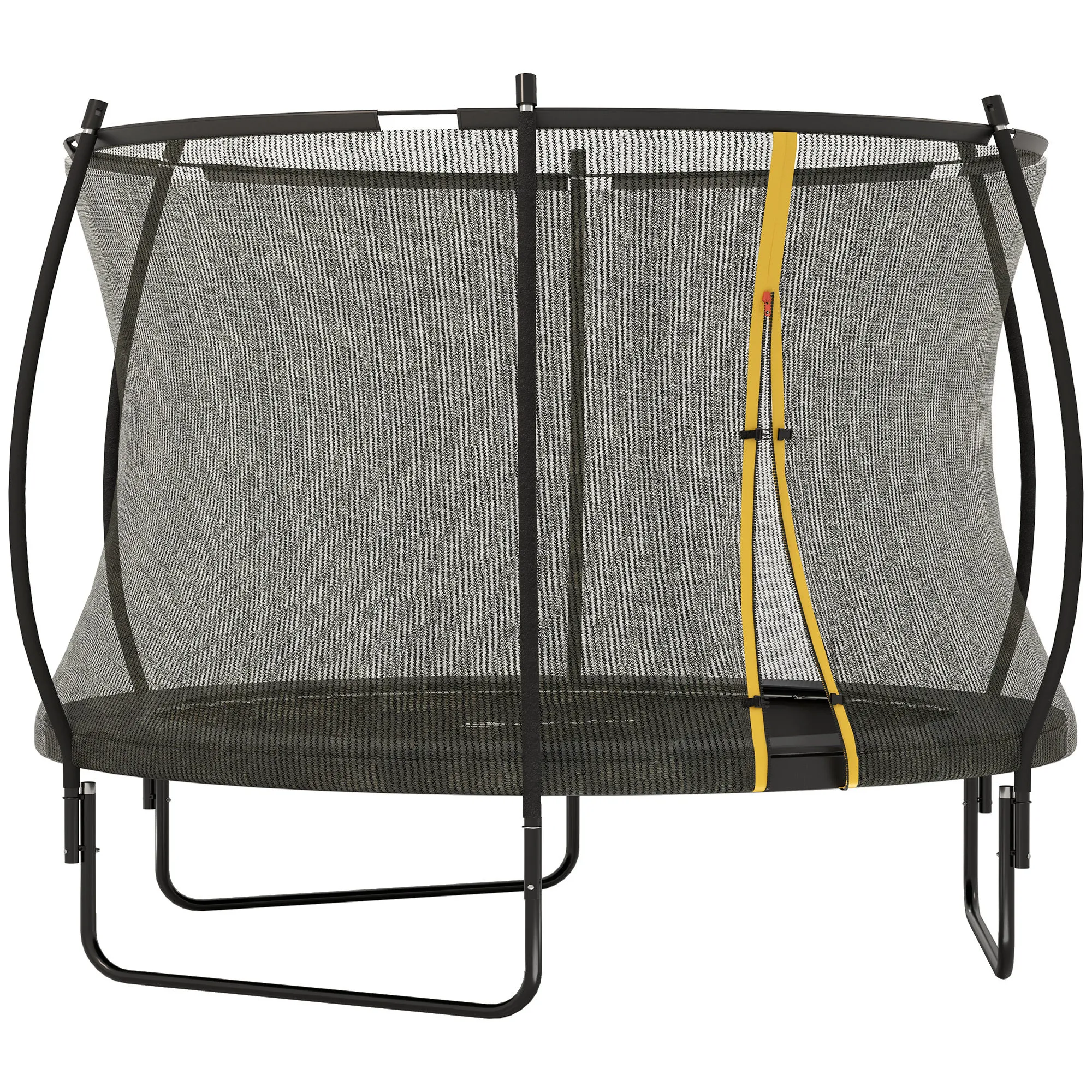 Soozier 10ft Outdoor Trampoline with Net Enclosure, Curved Poles, Black