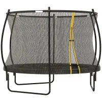 Soozier 10ft Outdoor Trampoline with Net Enclosure, Curved Poles, Black
