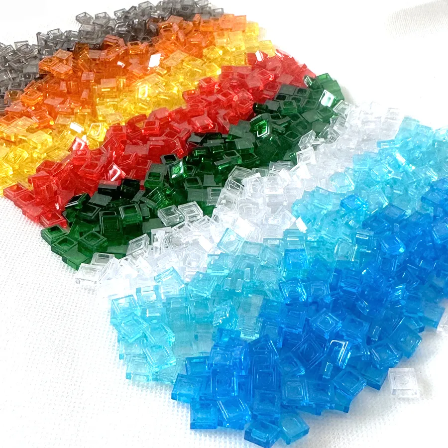 200PCS 1x1 Transparent Clear Colorful Bricks Flat Tile Smooth Building Blocks DIY Educational Creative Parts Toy for Kids 3070