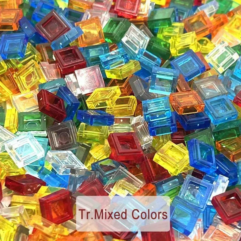 200PCS 1x1 Transparent Clear Colorful Bricks Flat Tile Smooth Building Blocks DIY Educational Creative Parts Toy for Kids 3070