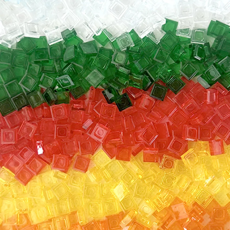 200PCS 1x1 Transparent Clear Colorful Bricks Flat Tile Smooth Building Blocks DIY Educational Creative Parts Toy for Kids 3070