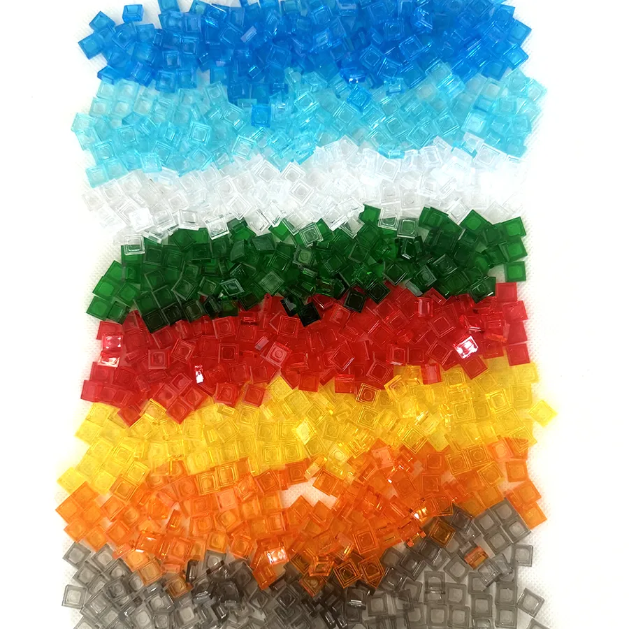 200PCS 1x1 Transparent Clear Colorful Bricks Flat Tile Smooth Building Blocks DIY Educational Creative Parts Toy for Kids 3070