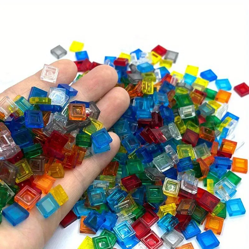 200PCS 1x1 Transparent Clear Colorful Bricks Flat Tile Smooth Building Blocks DIY Educational Creative Parts Toy for Kids 3070