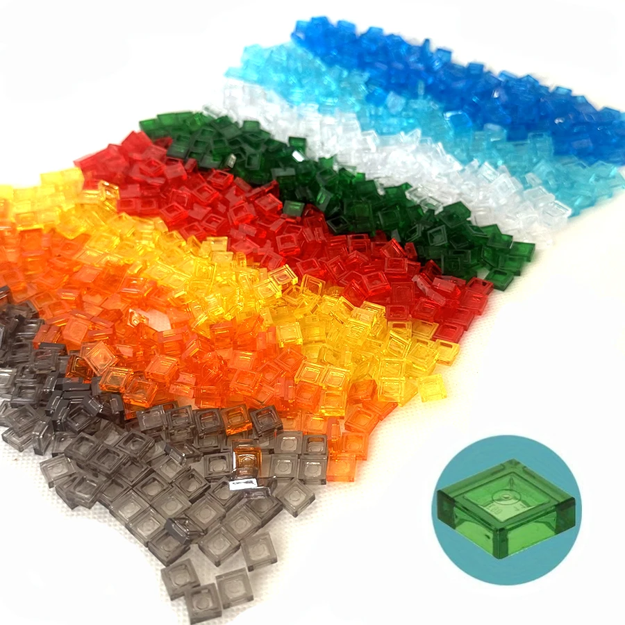 200PCS 1x1 Transparent Clear Colorful Bricks Flat Tile Smooth Building Blocks DIY Educational Creative Parts Toy for Kids 3070