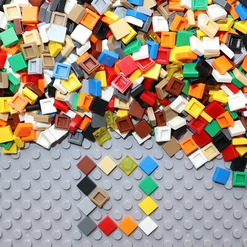 200PCS 1x1 Bricks Flat Tile Smooth 1*1 Building Blocks DIY Educational Creative Parts Toy for Kids Compatible 3070