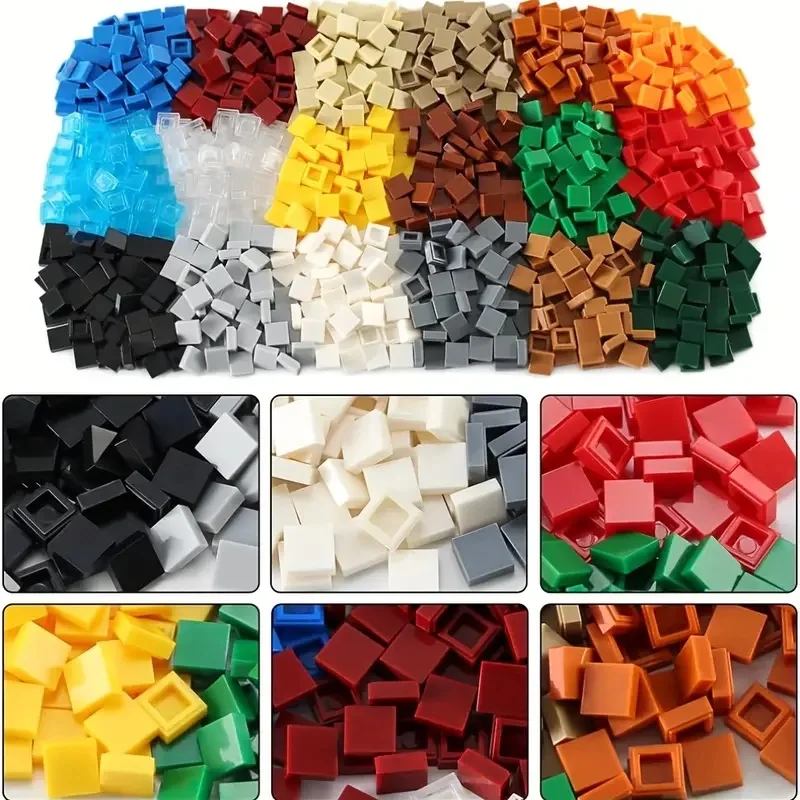 200PCS 1x1 Bricks Flat Tile Smooth 1*1 Building Blocks DIY Educational Creative Parts Toy for Kids Compatible 3070