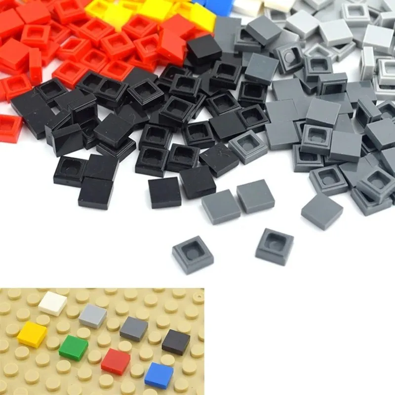 200PCS 1x1 Bricks Flat Tile Smooth 1*1 Building Blocks DIY Educational Creative Parts Toy for Kids Compatible 3070