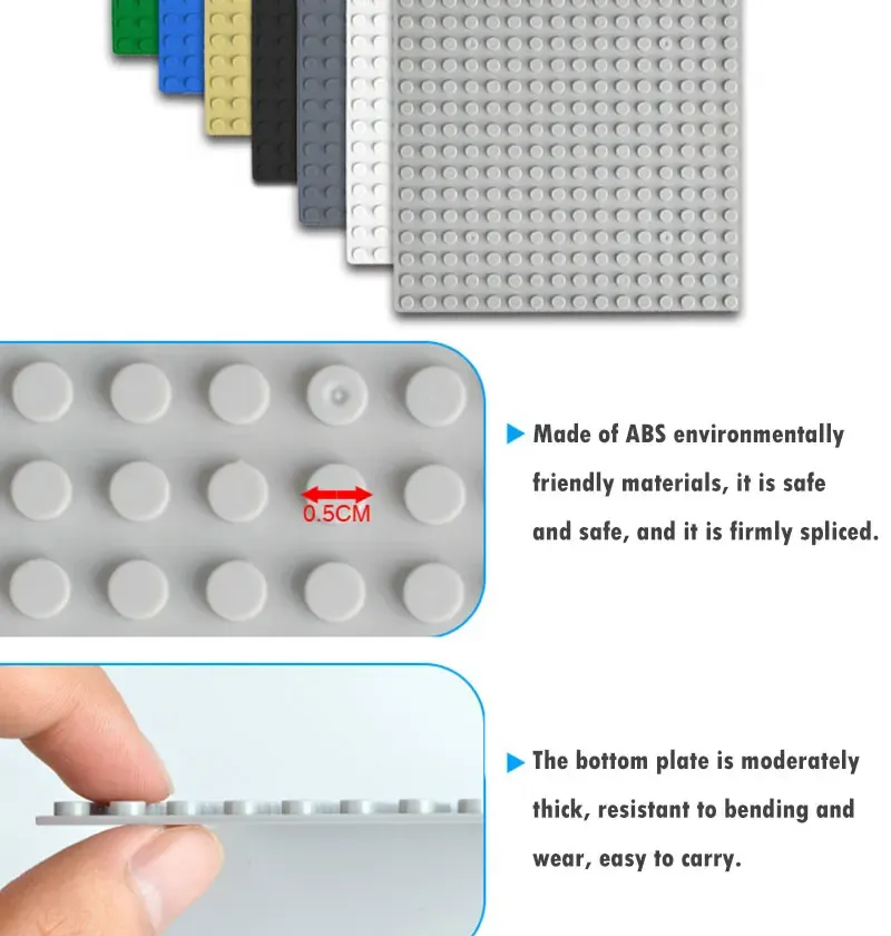 16*32 Dots Classic Base Plates Blocks DIY Small Size City Road Bricks Baseplates Construction Building Toys For Kids Toy Gifts
