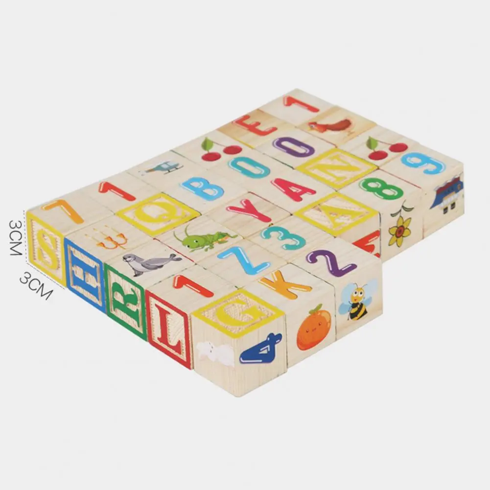1 Set Kids Wooden Building Block Toy with Storage Box Preschool ABC Letter Number Learning Educational Puzzle Cube Stacking Game