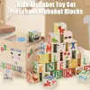 1 Set Kids Wooden Building Block Toy with Storage Box Preschool ABC Letter Number Learning Educational Puzzle Cube Stacking Game