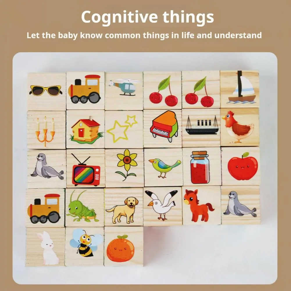 1 Set Kids Wooden Building Block Toy with Storage Box Preschool ABC Letter Number Learning Educational Puzzle Cube Stacking Game