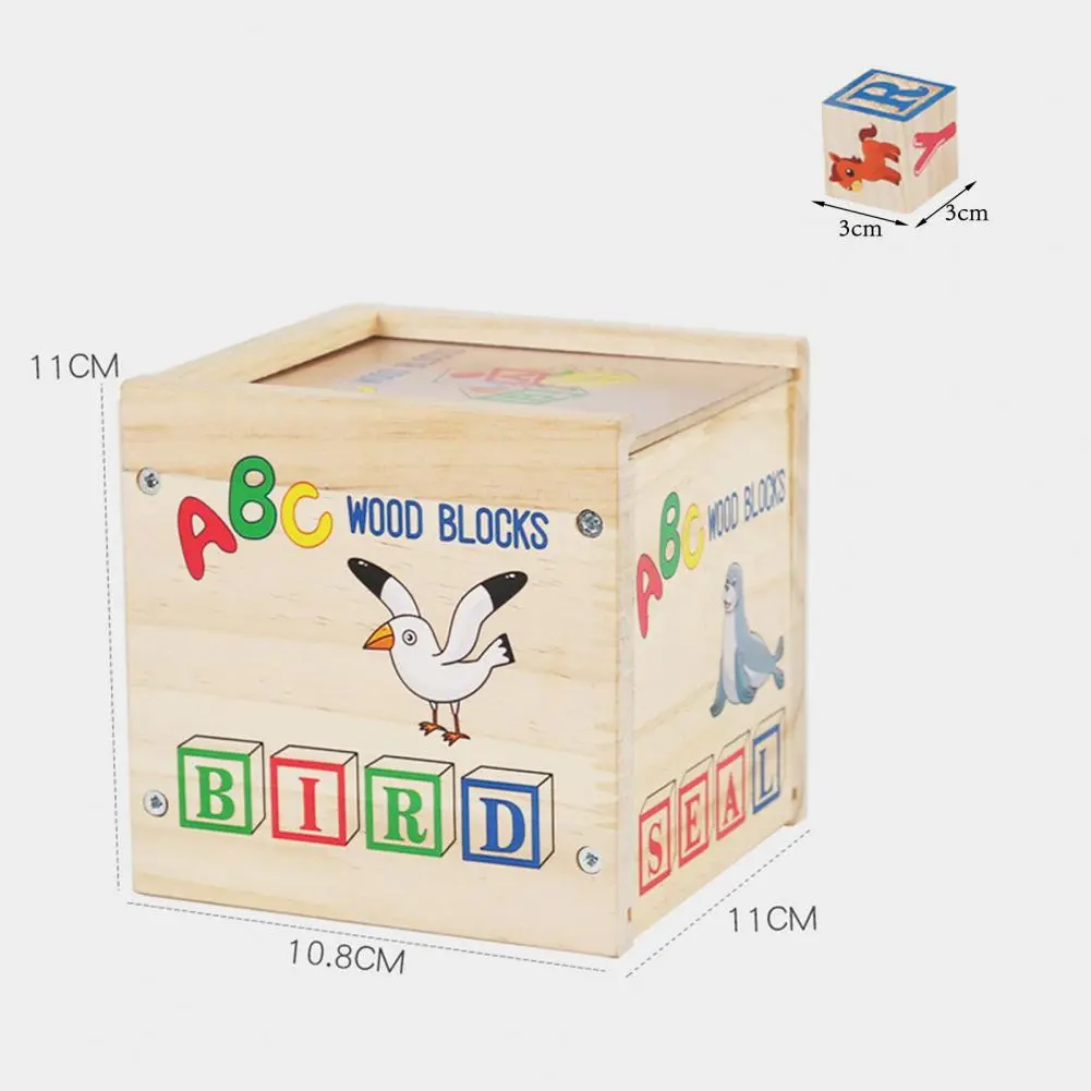 1 Set Kids Wooden Building Block Toy with Storage Box Preschool ABC Letter Number Learning Educational Puzzle Cube Stacking Game