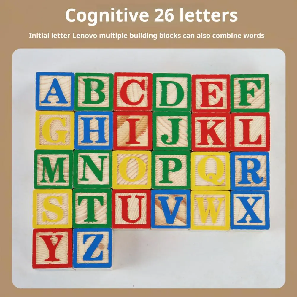 1 Set Kids Wooden Building Block Toy with Storage Box Preschool ABC Letter Number Learning Educational Puzzle Cube Stacking Game
