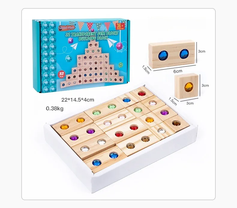 Wooden DIY Puzzle Blocks for Boys And Girls Montessori Stacking Blocks Colorful Educational Creative Toys Enlightenment Thinking