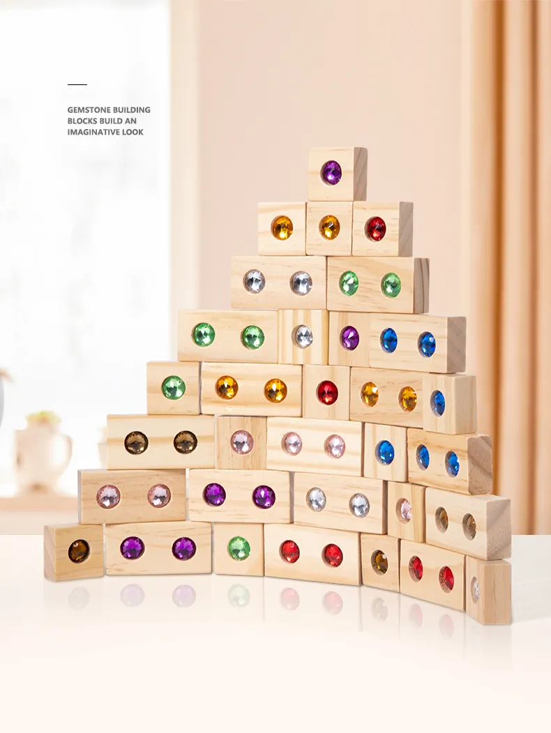 Wooden DIY Puzzle Blocks for Boys And Girls Montessori Stacking Blocks Colorful Educational Creative Toys Enlightenment Thinking