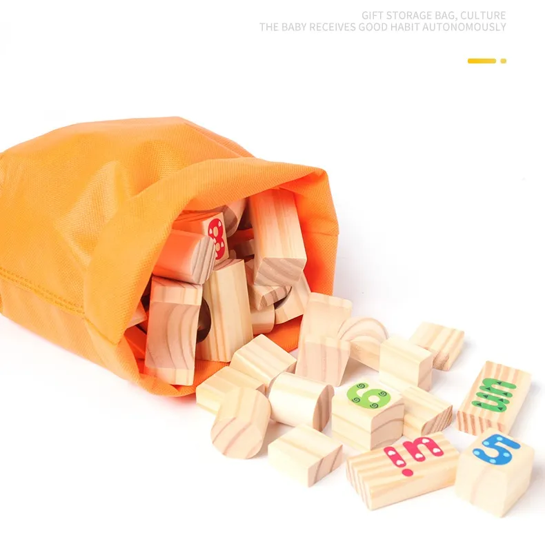 Wooden DIY Puzzle Blocks for Boys And Girls Montessori Stacking Blocks Colorful Educational Creative Toys Enlightenment Thinking