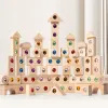 DIY Blocks Sparkling Acrylic Toy Kids Wooden Montessori Rainbow Gem Stacking Blocks Colorful Educational Wooden Creative Toys