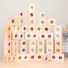 DIY Blocks Sparkling Acrylic Toy Kids Wooden Montessori Rainbow Gem Stacking Blocks Colorful Educational Wooden Creative Toys