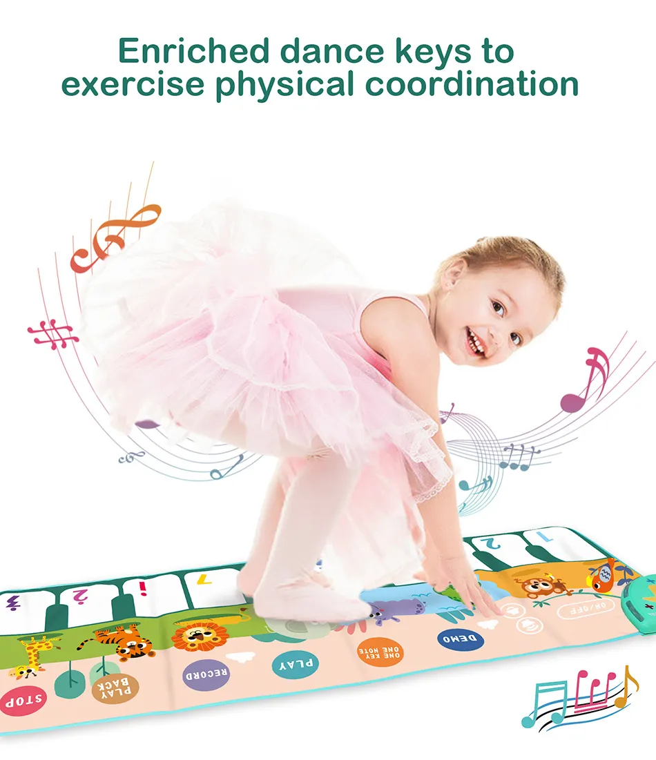 Coolplay Musical Piano Mat for Kids Toddlers Floor Keyboard Dance Mat with 8 Animal Sounds Baby Mat Educational Toys