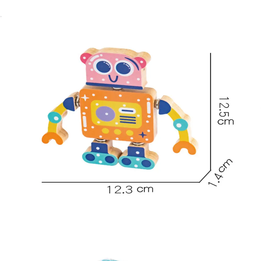 Wooden Snap-Together Building Toys Robot Building Blocks Montessori Toys Gift for 3 4 5 6 Years Toddlers Kids