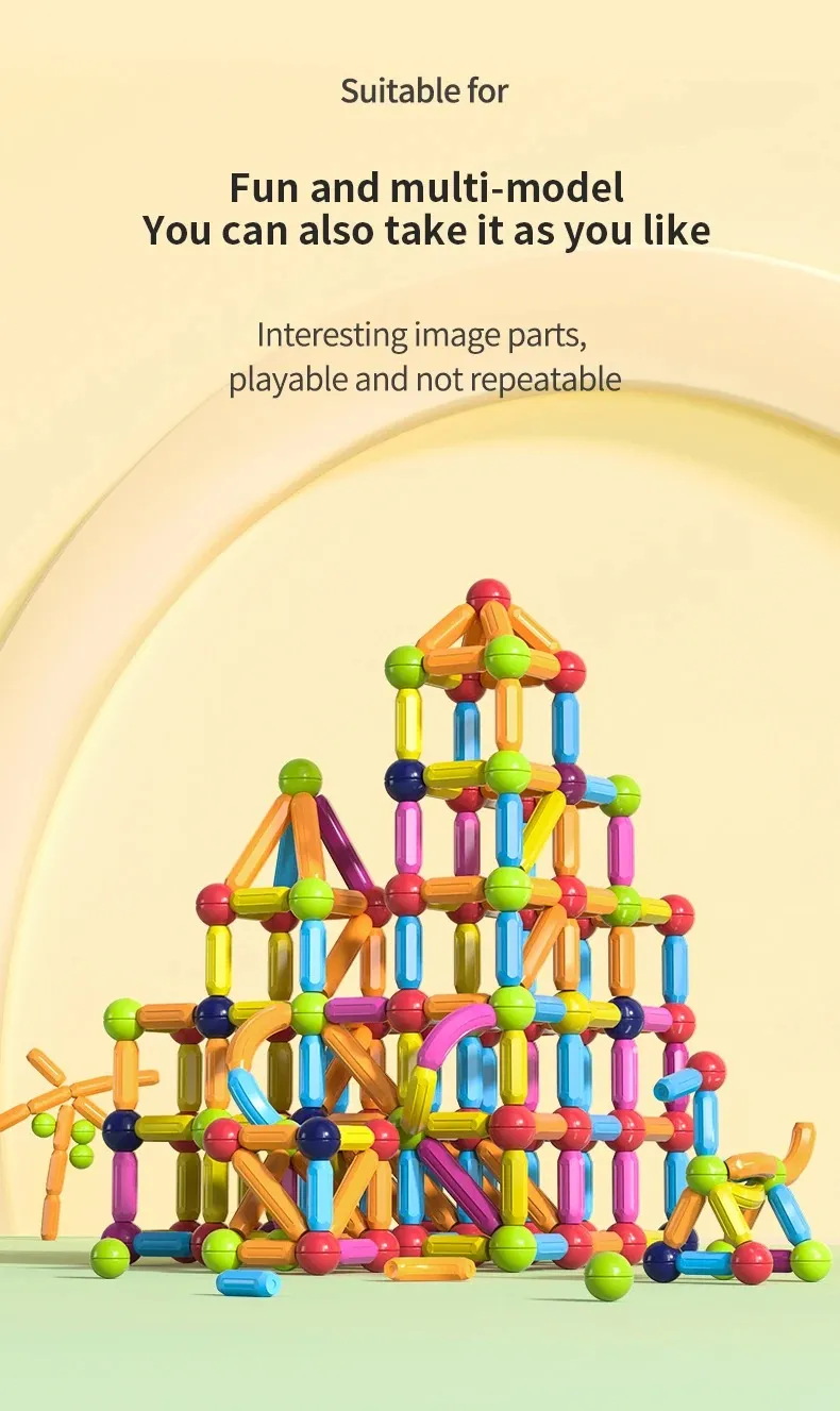 Montessori Educational Toy Magnetic Building Blocks Toy Magnetic Construction Set Magnet Ball Sticks Rod Games For Kids Baby