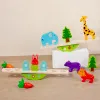 Montessori Wooden Tree Toys Animal Balance Stacking Building Block Game Early Childhood Education Creative Game for Toddler 1-3