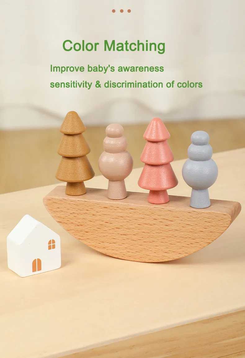 Montessori Wooden Tree Toys Animal Balance Stacking Building Block Game Early Childhood Education Creative Game for Toddler 1-3
