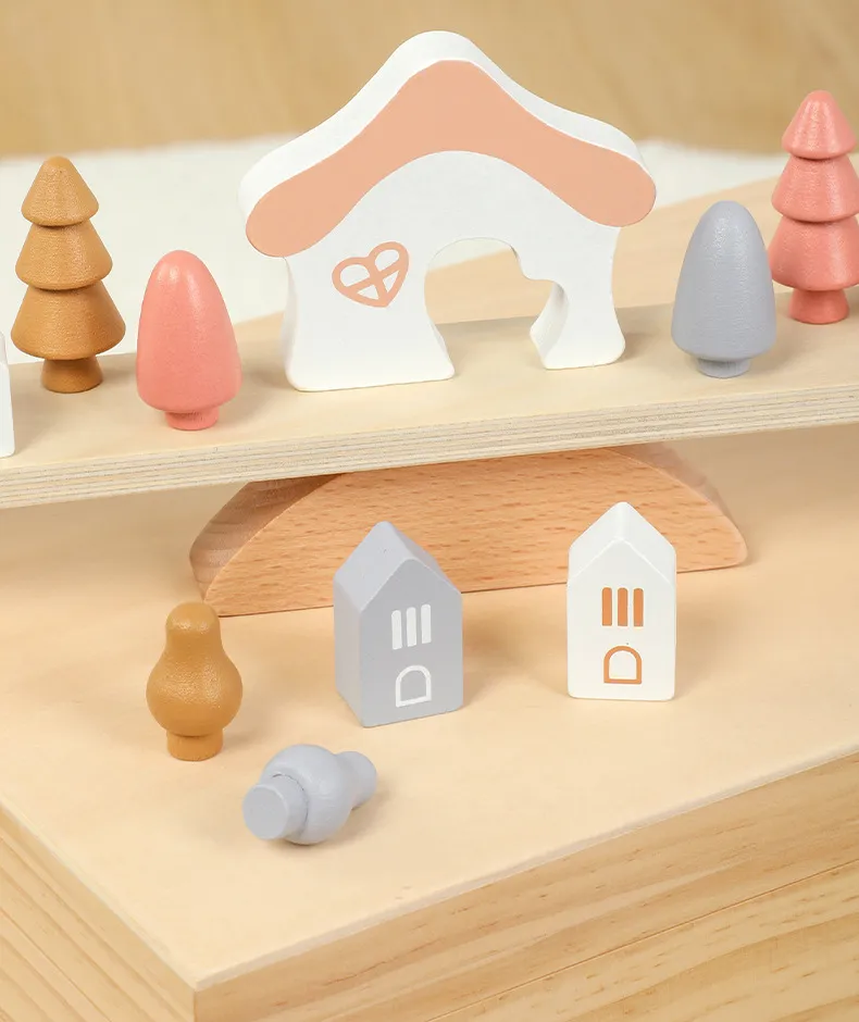 Montessori Wooden Tree Toys Animal Balance Stacking Building Block Game Early Childhood Education Creative Game for Toddler 1-3
