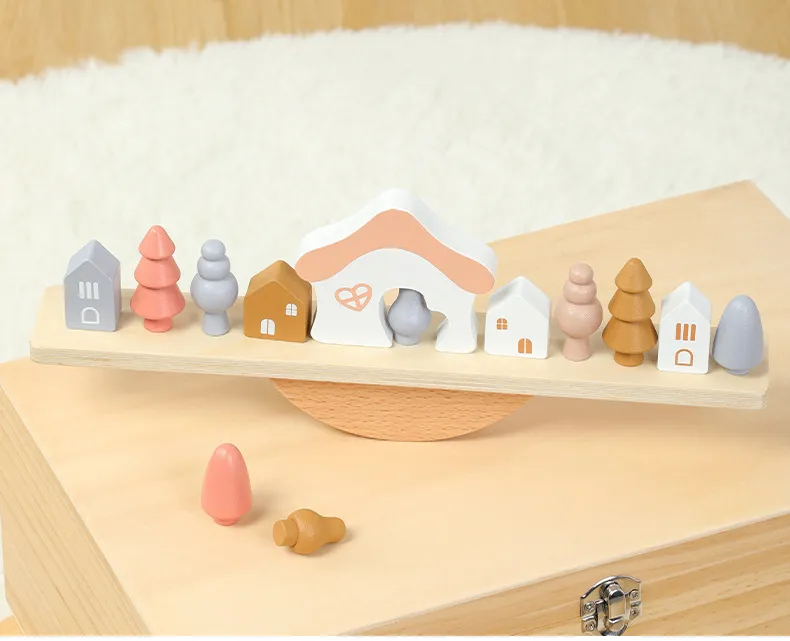 Montessori Wooden Tree Toys Animal Balance Stacking Building Block Game Early Childhood Education Creative Game for Toddler 1-3