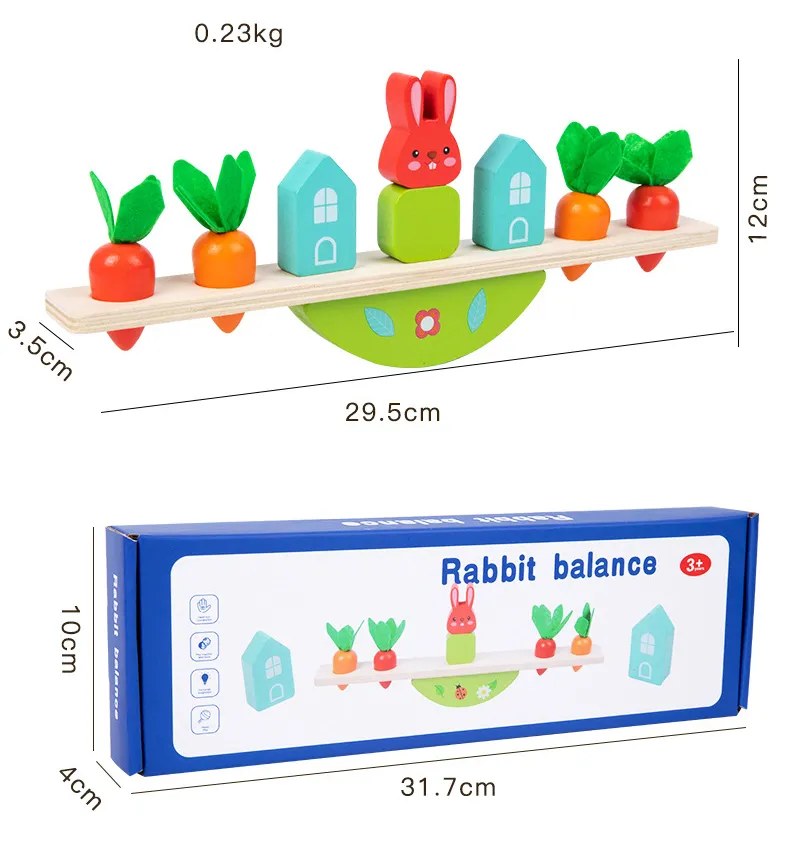 Montessori Wooden Tree Toys Animal Balance Stacking Building Block Game Early Childhood Education Creative Game for Toddler 1-3