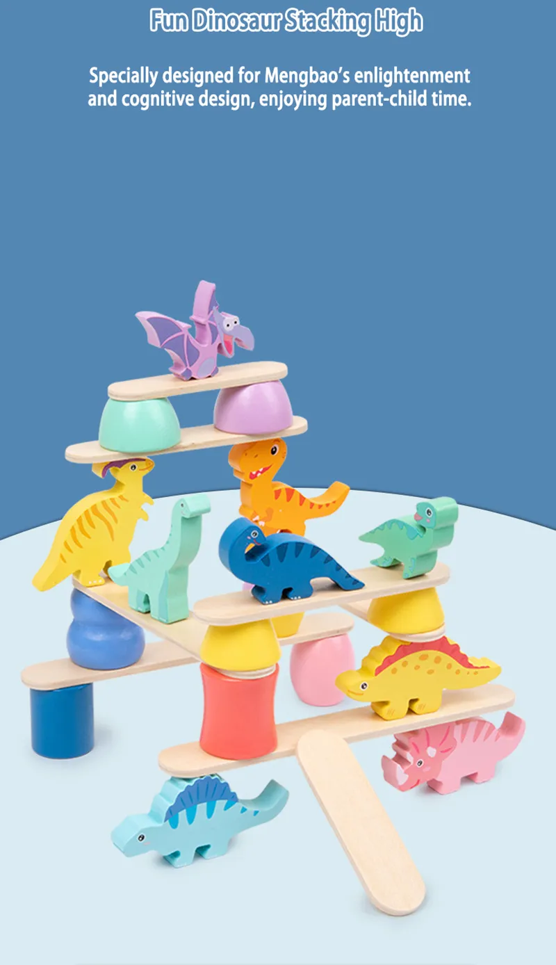 Animal Blocks Wooden Toys Matching Stacking Balance Thinking Sorting Board Game Montessori Sensory Educational Toys for Children