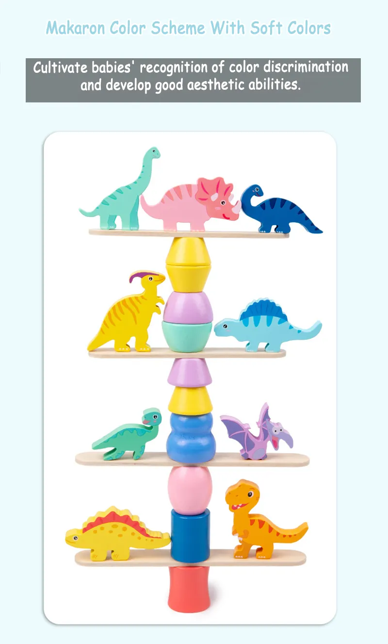 Animal Blocks Wooden Toys Matching Stacking Balance Thinking Sorting Board Game Montessori Sensory Educational Toys for Children