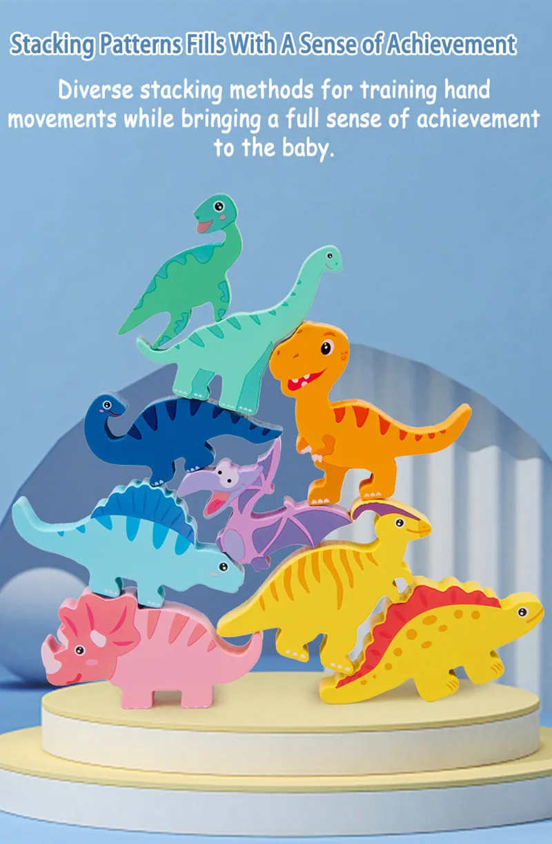 Animal Blocks Wooden Toys Matching Stacking Balance Thinking Sorting Board Game Montessori Sensory Educational Toys for Children