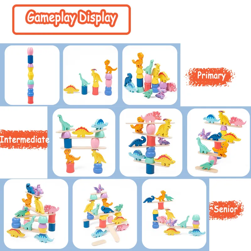 Animal Blocks Wooden Toys Matching Stacking Balance Thinking Sorting Board Game Montessori Sensory Educational Toys for Children