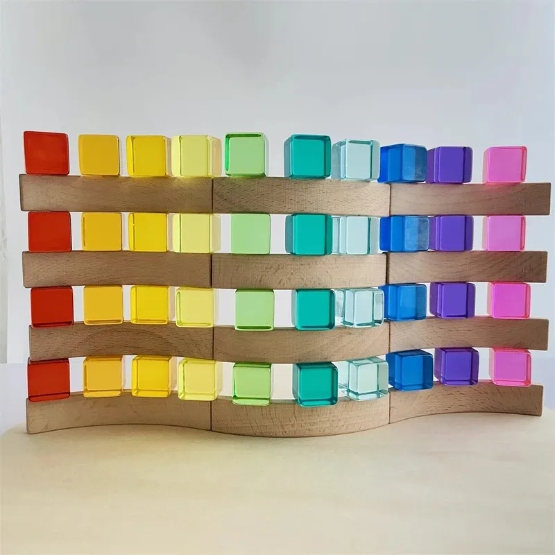 Acrylic Lucent Stacking Cube Building Blocks Transparent Toys for Children Indoor Outdoor Play Game Kids Early Educational Toys