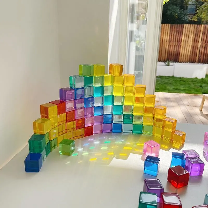 Acrylic Lucent Stacking Cube Building Blocks Transparent Toys for Children Indoor Outdoor Play Game Kids Early Educational Toys