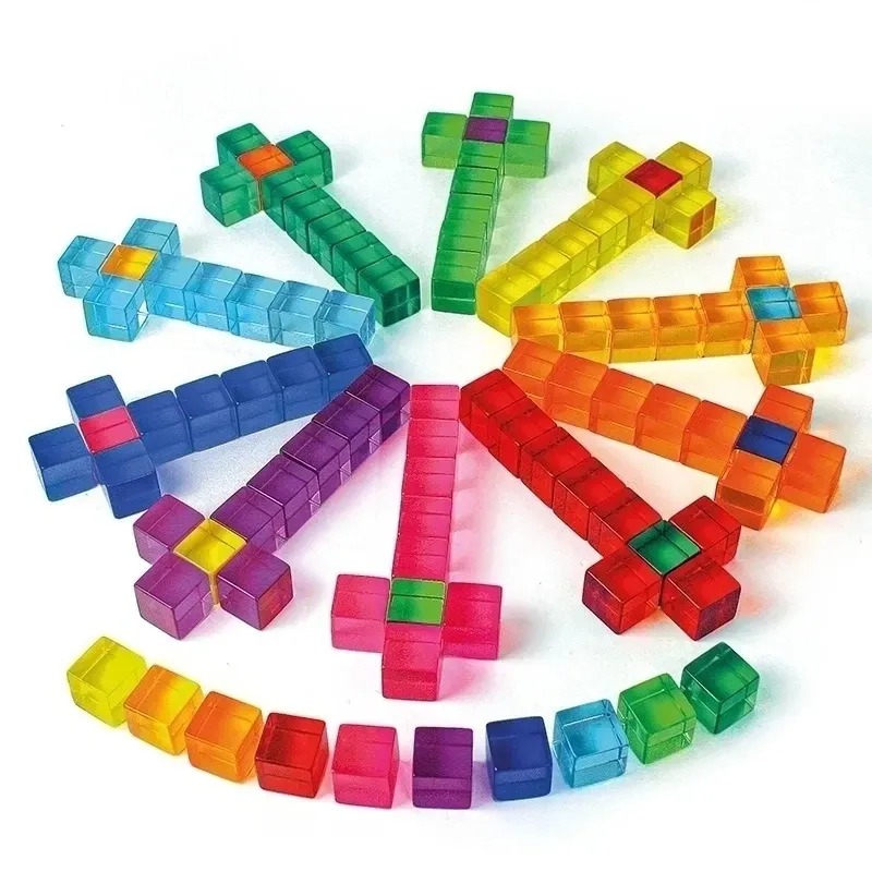 Acrylic Lucent Stacking Cube Building Blocks Transparent Toys for Children Indoor Outdoor Play Game Kids Early Educational Toys