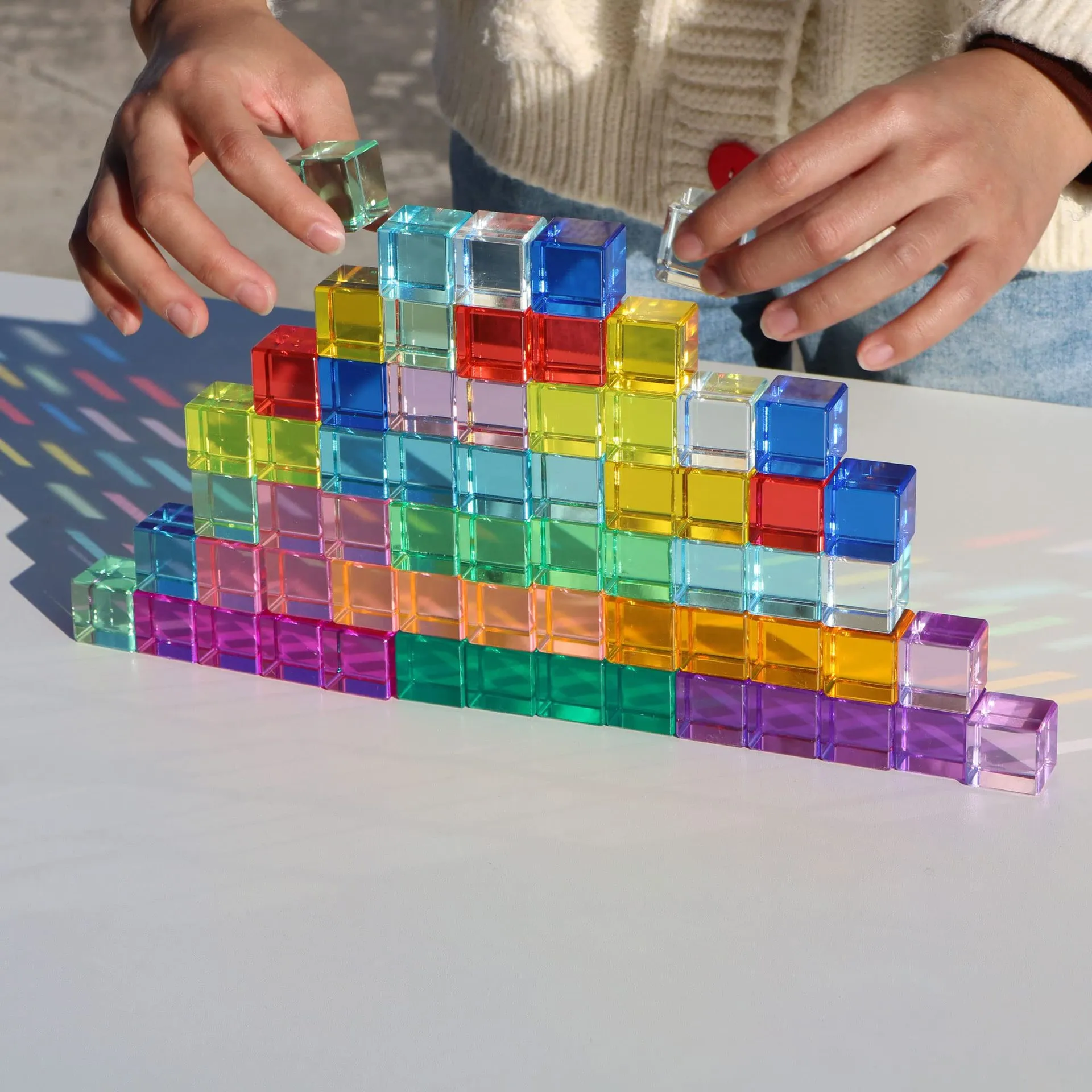 Acrylic Lucent Stacking Cube Building Blocks Transparent Toys for Children Indoor Outdoor Play Game Kids Early Educational Toys