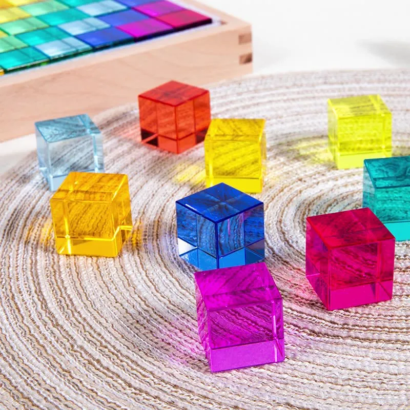 Acrylic Lucent Stacking Cube Building Blocks Transparent Toys for Children Indoor Outdoor Play Game Kids Early Educational Toys