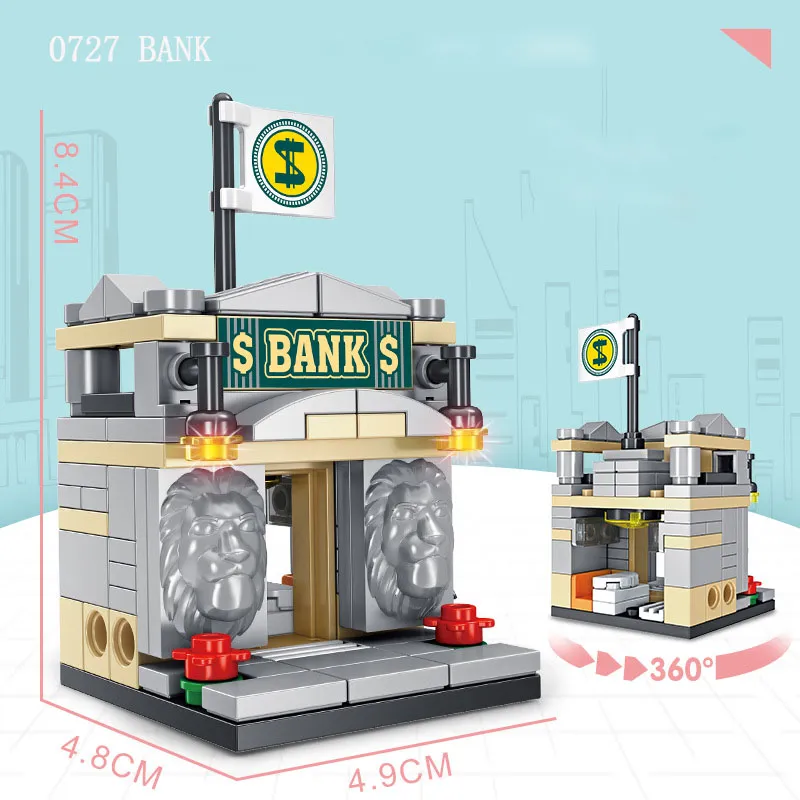 Stackable Building Blocks Toy with 8 Pieces Set for Improving Hands-on Ability of Boys and Girls, Featuring City Street View