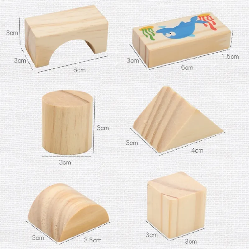 Wooden DIY Puzzle Blocks for Boys And Girls Montessori Stacking Blocks Colorful Educational Creative Toys Enlightenment Thinking