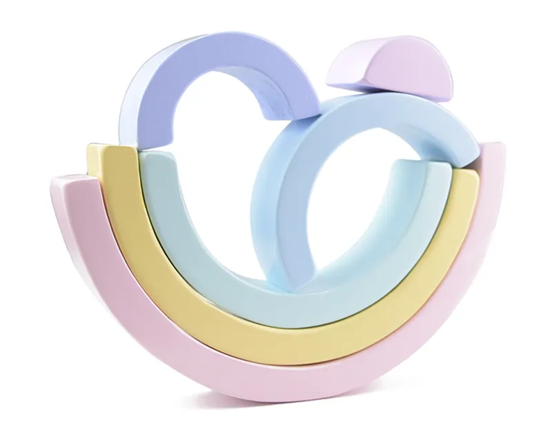 Kids Wooden Toy Montessori Rainbow Building Blocks DIY Creative Stacking Balance Game Educational Toys For Children Kids Gifts