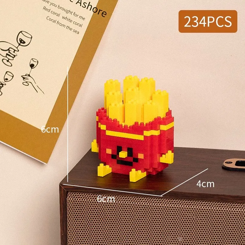 Food styling, mini building block toys, fruit stacking, desktop decoration, collection, collage, cute models, Christmas gifts