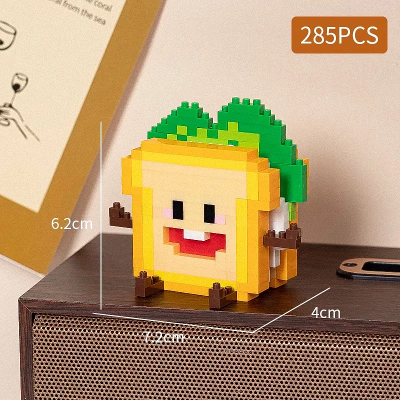 Food styling, mini building block toys, fruit stacking, desktop decoration, collection, collage, cute models, Christmas gifts