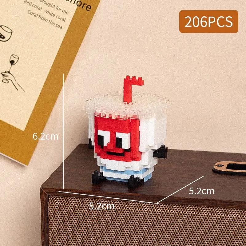 Food styling, mini building block toys, fruit stacking, desktop decoration, collection, collage, cute models, Christmas gifts