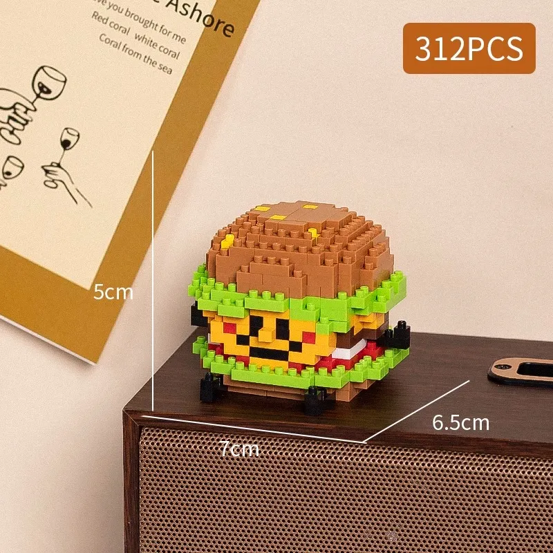 Food styling, mini building block toys, fruit stacking, desktop decoration, collection, collage, cute models, Christmas gifts