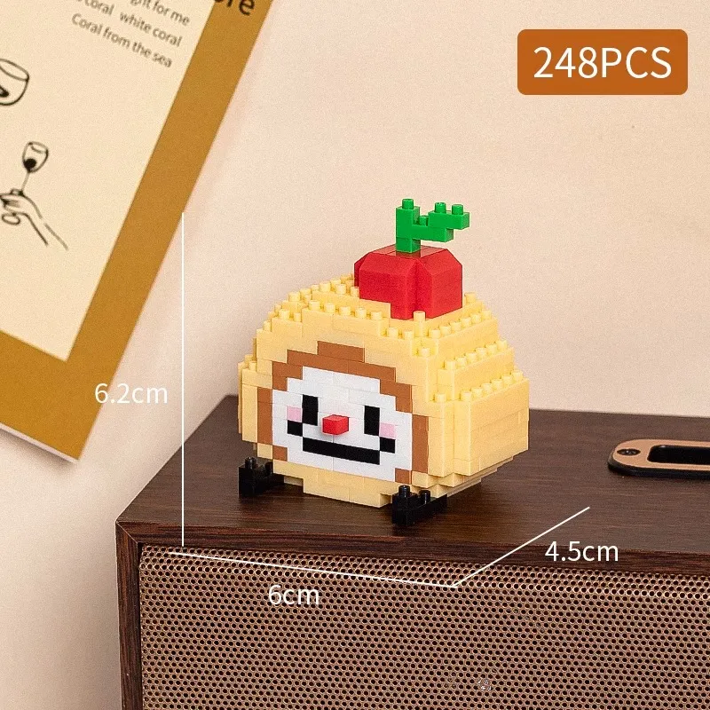 Food styling, mini building block toys, fruit stacking, desktop decoration, collection, collage, cute models, Christmas gifts