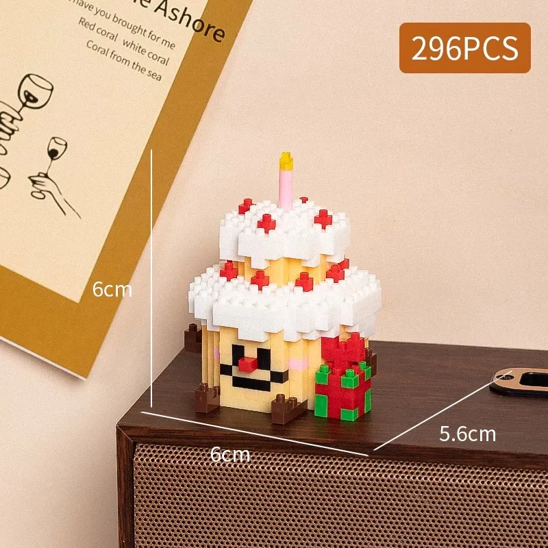 Food styling, mini building block toys, fruit stacking, desktop decoration, collection, collage, cute models, Christmas gifts