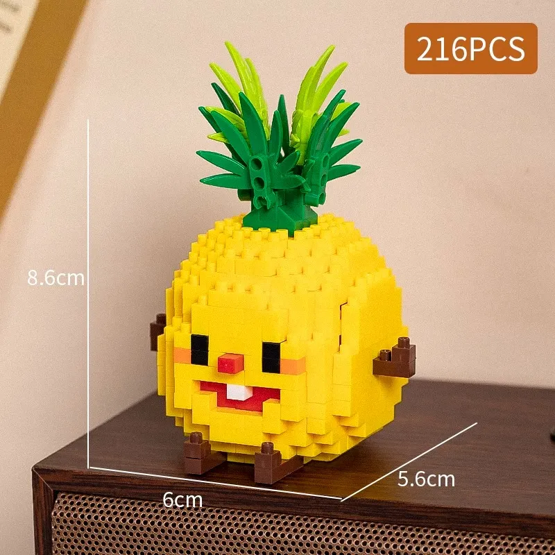 Food styling, mini building block toys, fruit stacking, desktop decoration, collection, collage, cute models, Christmas gifts