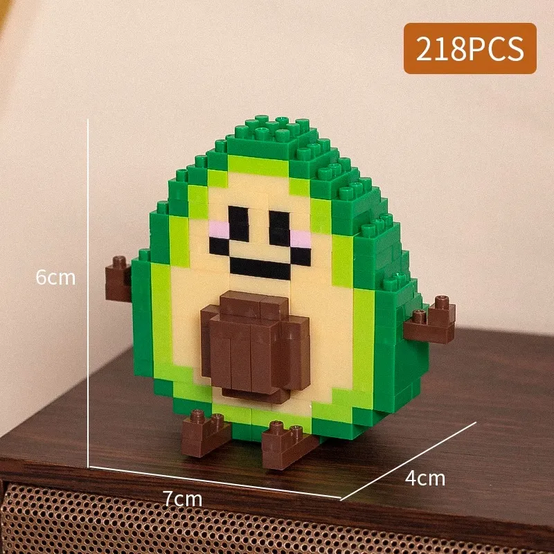 Food styling, mini building block toys, fruit stacking, desktop decoration, collection, collage, cute models, Christmas gifts